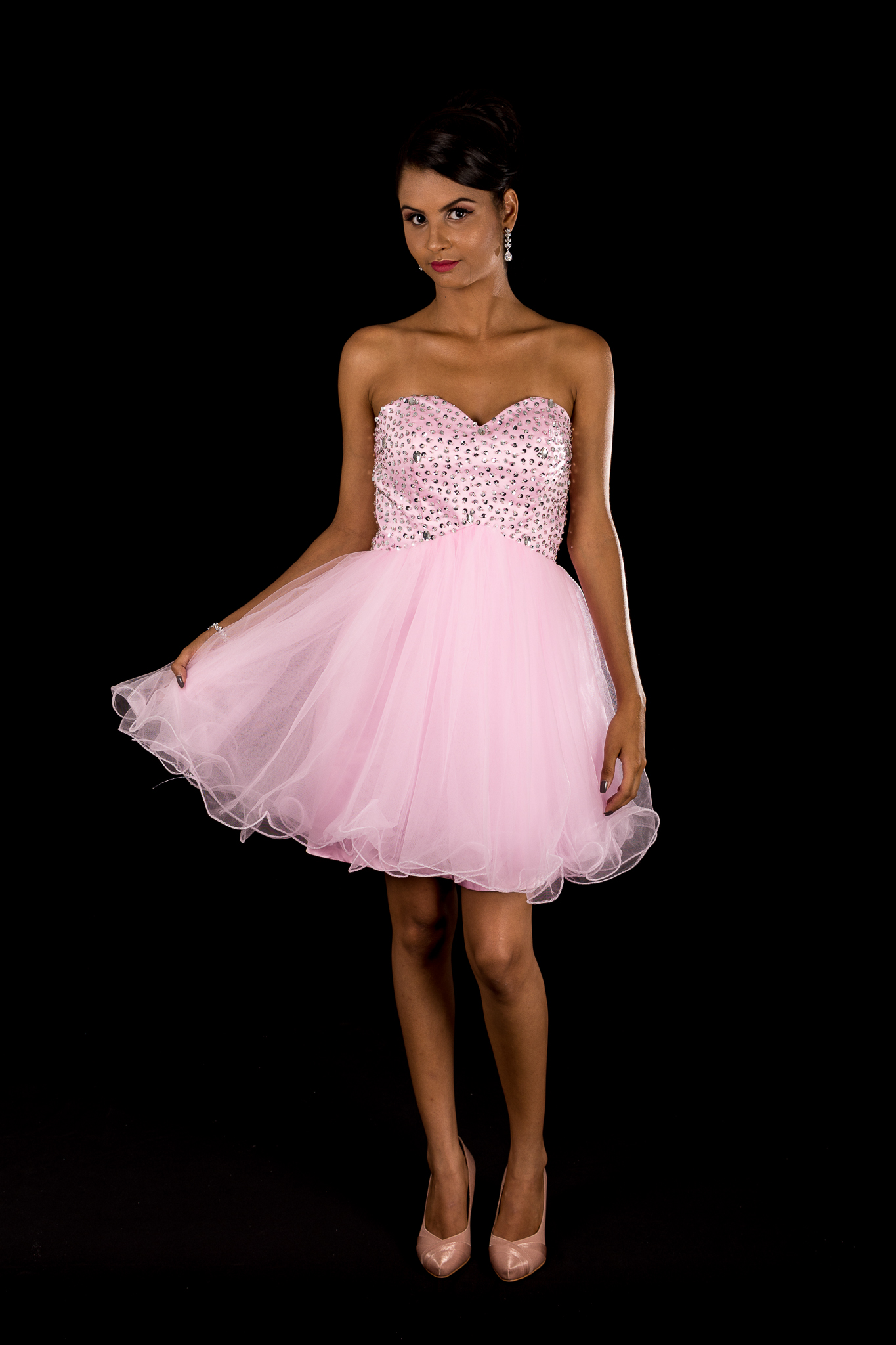 vestido festa curto rose