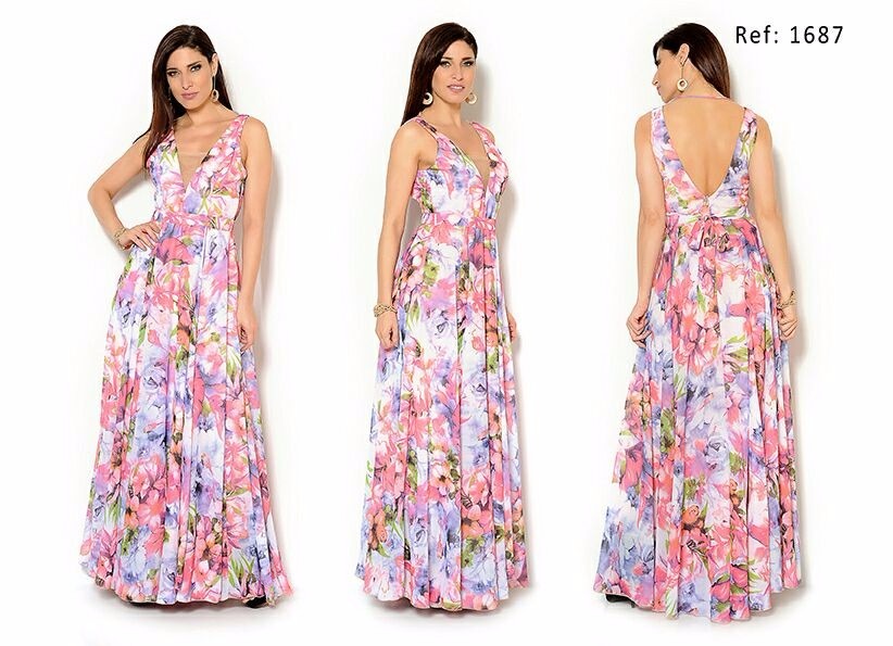 vestidos florais longos para madrinhas