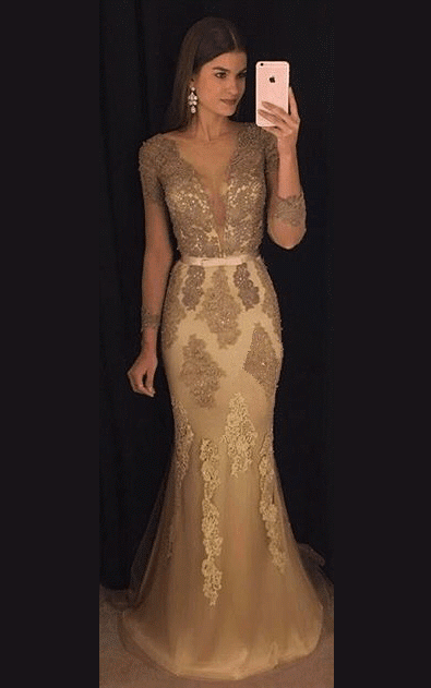 vestido dourado de festa longo