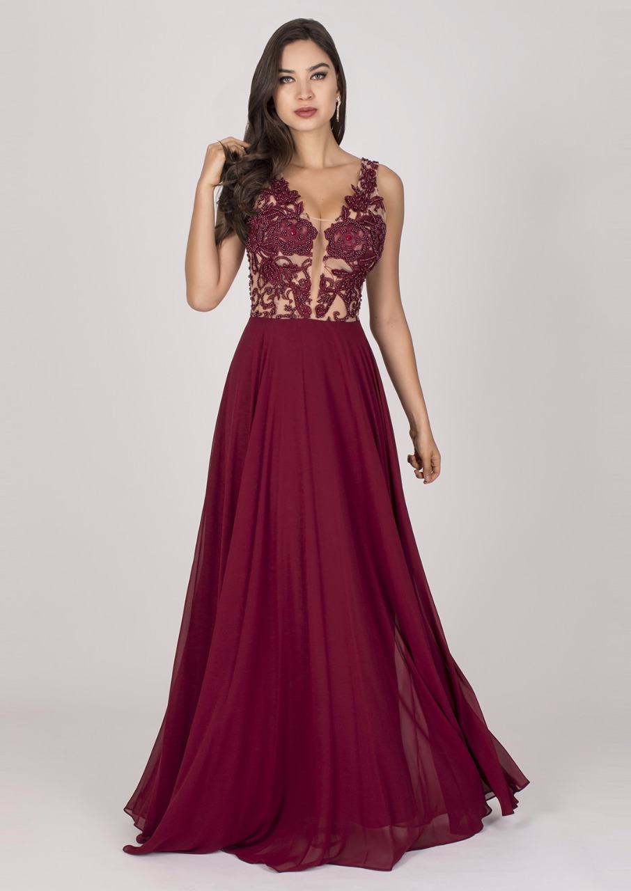 vestidos de festa marsala