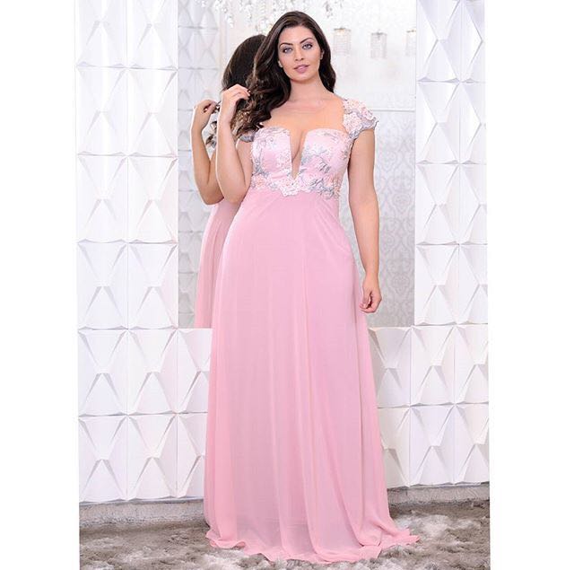 vestido rose plus size madrinha