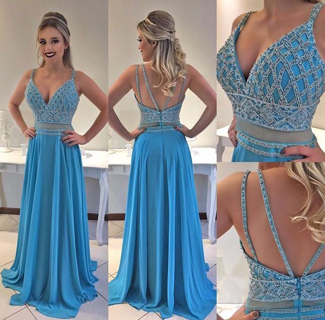 vestido azul tiffany longo