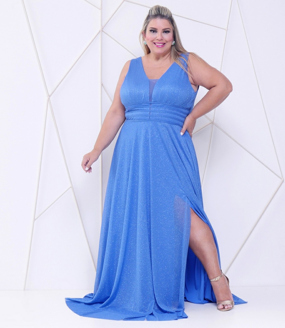 Vestido de Festa Azul Serenity plus size – Aluguel de Vestidos de