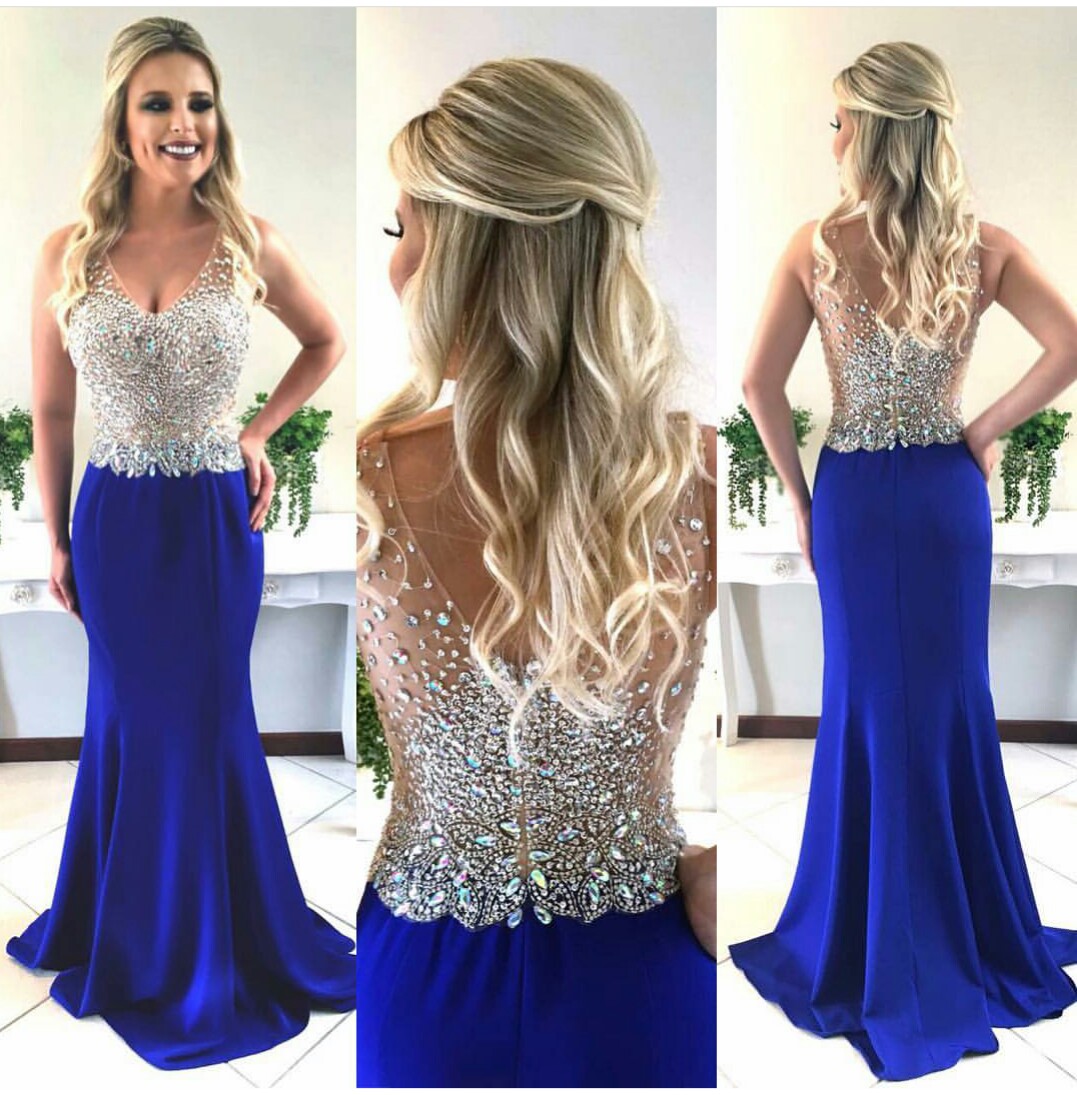 vestidos azuis royal