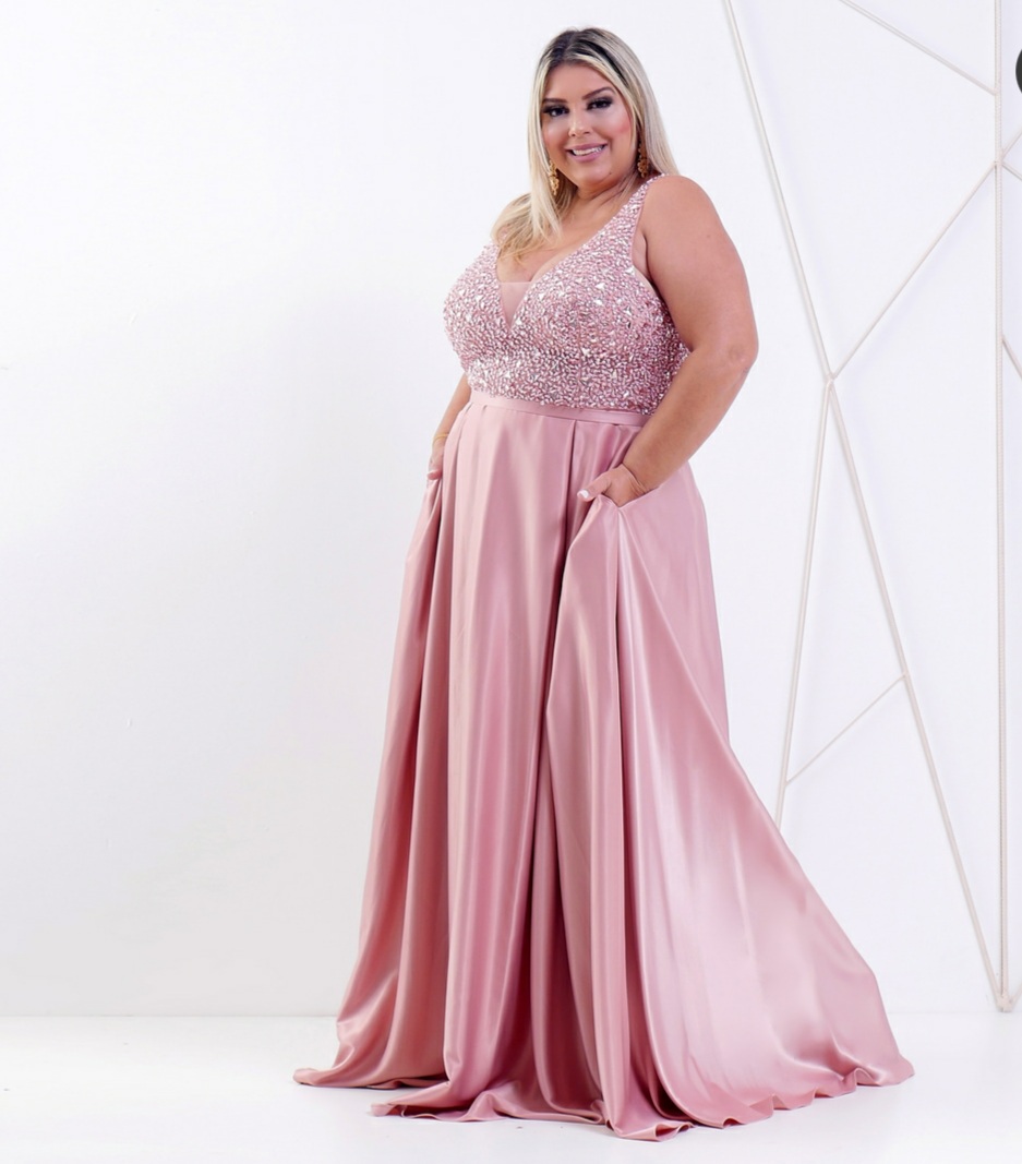 Vestido de festa rosa plus size – Aluguel de Vestidos de Festa RJ, Fino  Traje Moda Festa