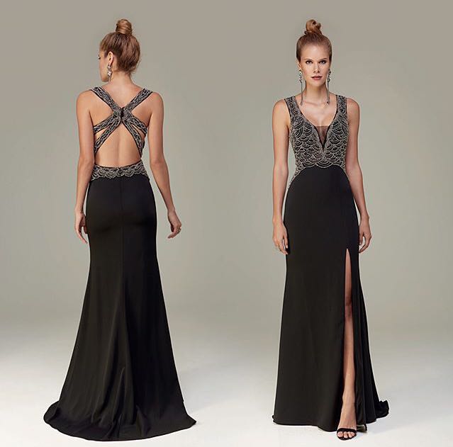 vestido gala preto