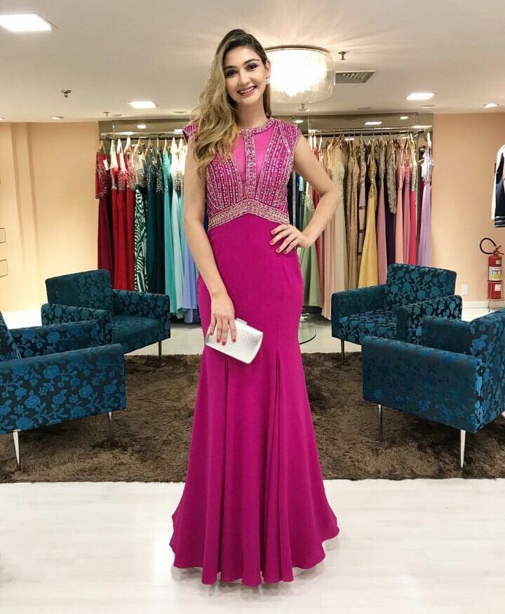 vestido madrinha fucsia