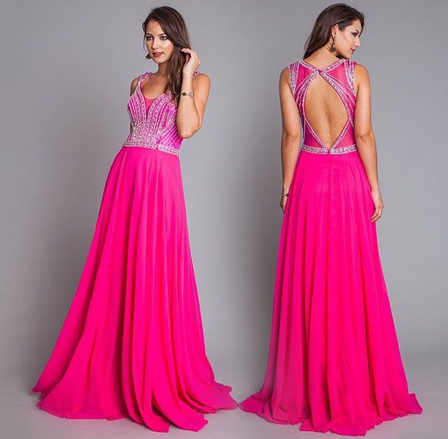 vestido pink de festa