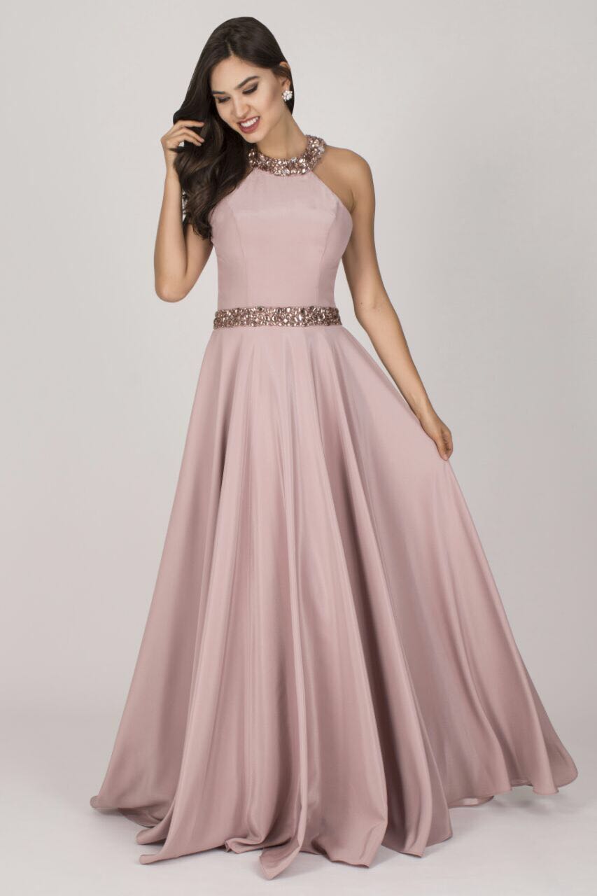 vestido de madrinha rose nude