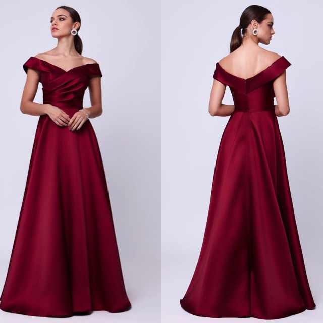 vestido longo marsala ombro a ombro